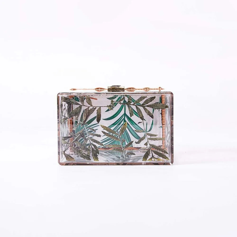 Messenger Women Brand Shoulder Handbags Bolsa Feminina Clear Transparent With Bamboo Handle AcrylicEvening  Box Clutches Bags