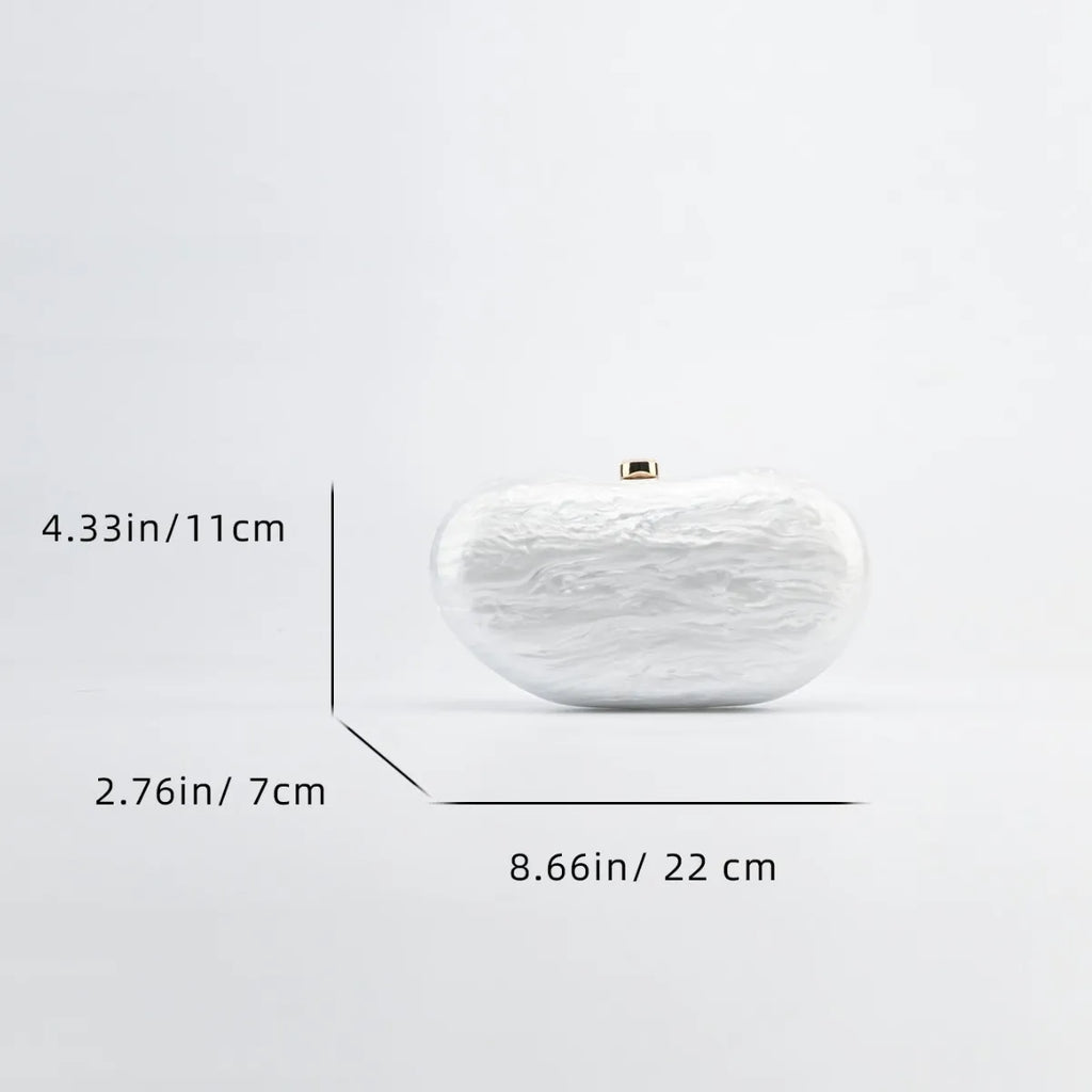 Female Beach Summer Wedding Evening Mini Handbag And Purse Shell Egg Pearl-Like Effect Marble Pattern Lady Women Pro Acrylic Bag