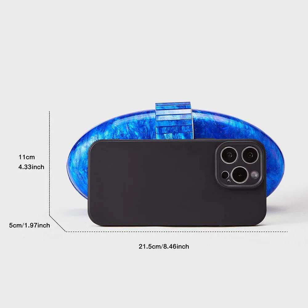 Women Acrylic Cute Long Round Evening Bag Female Marble Luxury Party Prom Handbag Casual Clutch Sac A Main Handbag And Purse