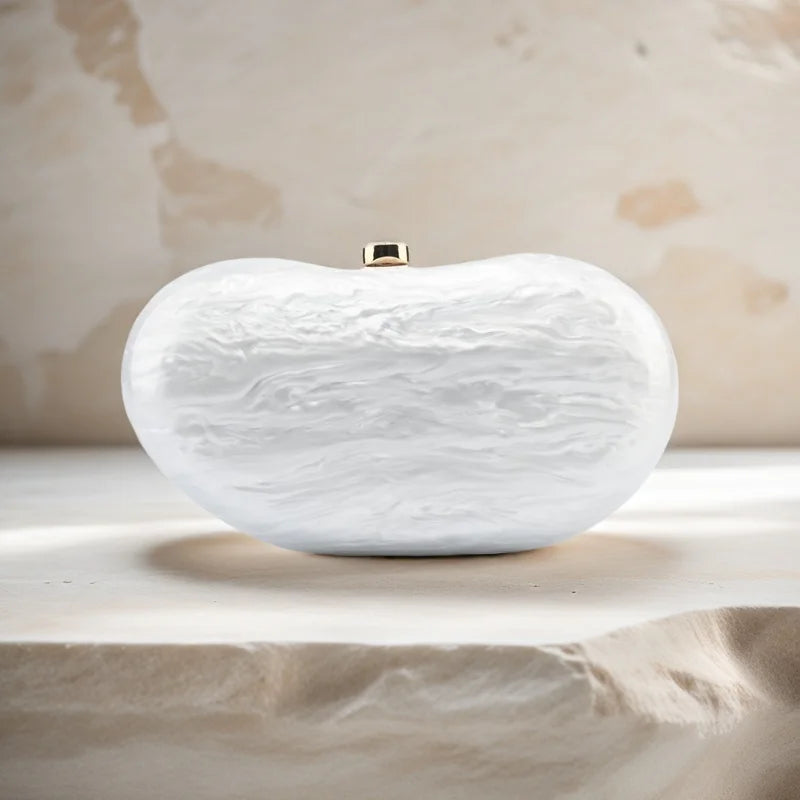 Female Beach Summer Wedding Evening Mini Handbag And Purse Shell Egg Pearl-Like Effect Marble Pattern Lady Women Pro Acrylic Bag