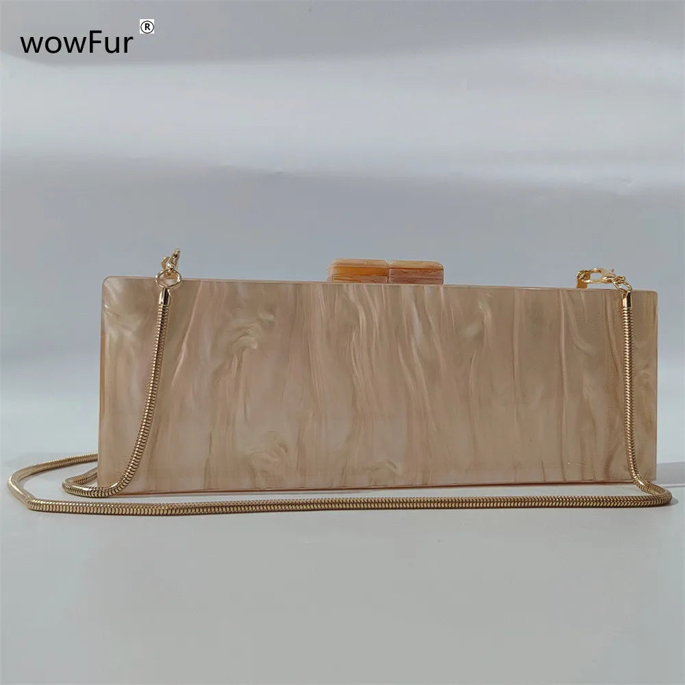 Pearl Sand Long Acrylic Shoulder Box Clutches Evening Female Flap Evening Handbags Brand New Wedding Party Girl Beach Purse Bags