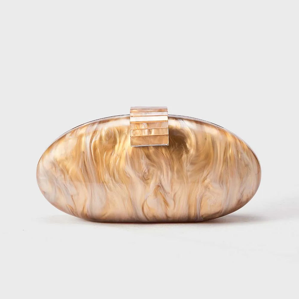 Women Acrylic Cute Long Round Evening Bag Female Marble Luxury Party Prom Handbag Casual Clutch Sac A Main Handbag And Purse