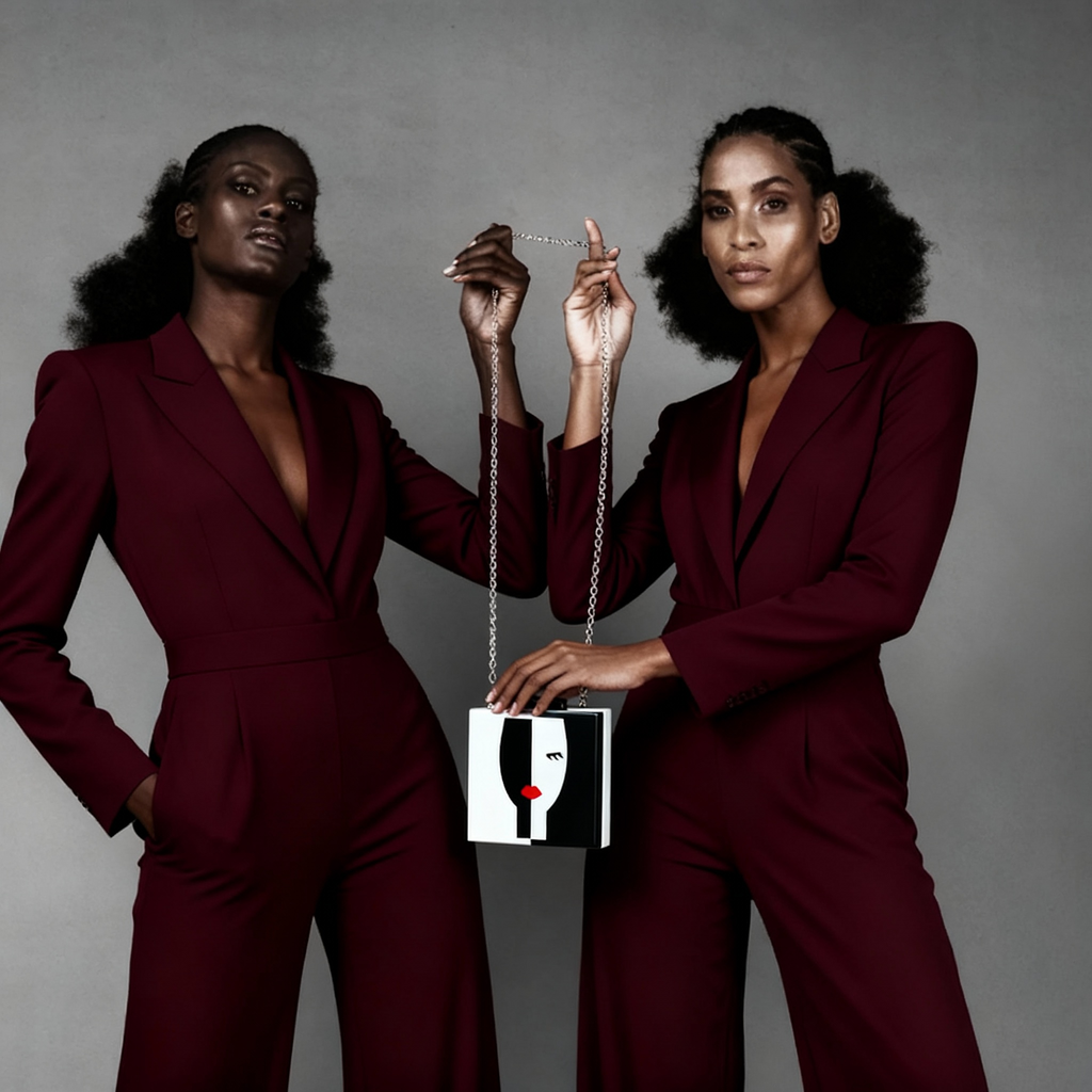 Geometric Face Acrylic Clutch with Chain Handle