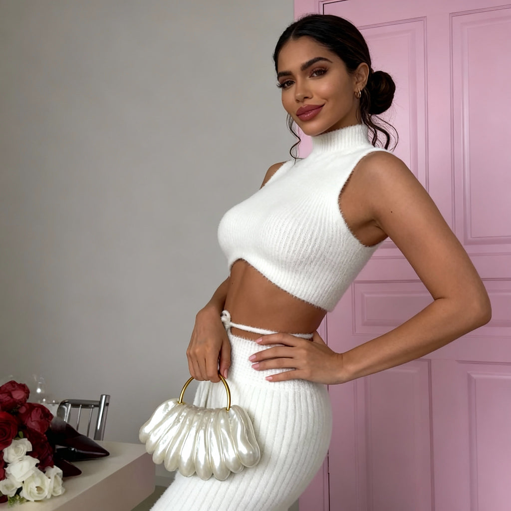 Shell Silhouette Acrylic Clutch with Golden Handle