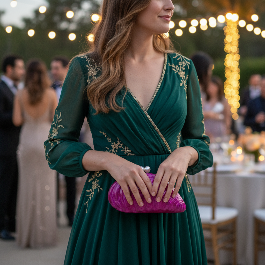 Aurea Shell Acrylic Clutch with Detachable Chain